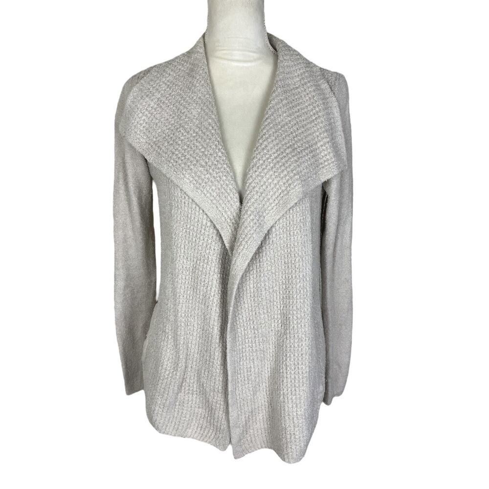 Barefoot Dreams Cozy Chic Lite Waffle Knit Cardigan Sweater Oatmeal Size Small - Picture 1 of 6